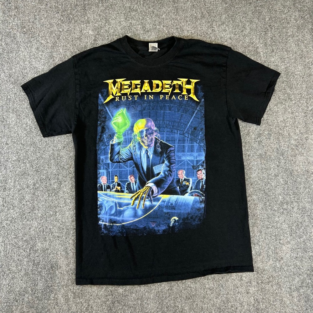 Megadeth Rust in Peace Graphic T-Shirt Black Heavy Cotton Medium Band Tee